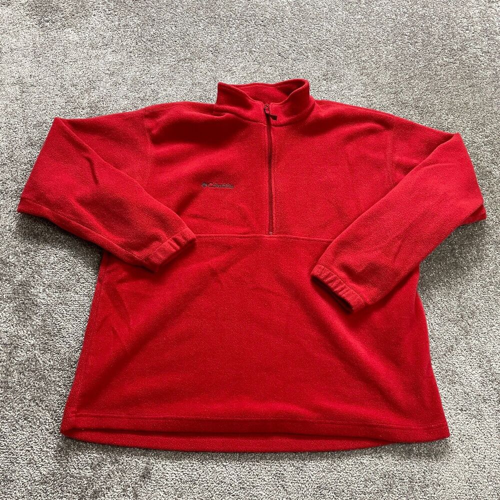 Columbia Active Jacket Mens XL Red 1/2 Zip Logo Hiking Outdoor Adult Fleece